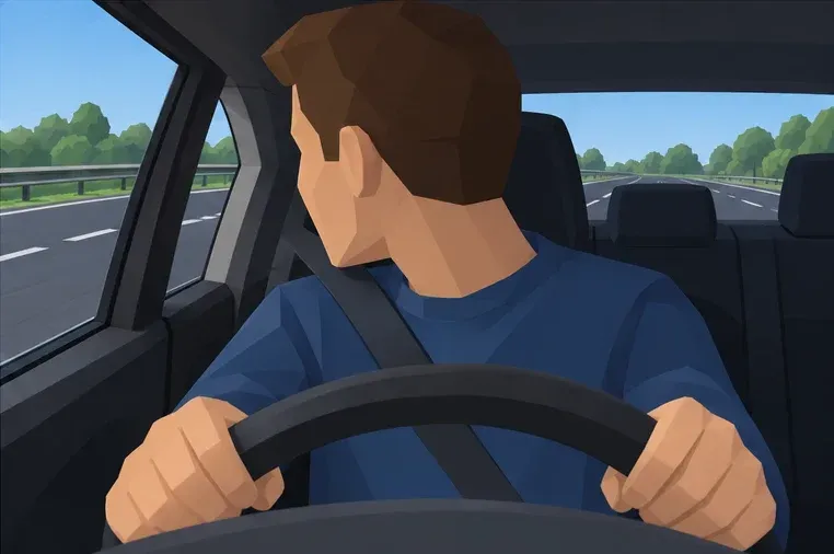 The driver checks the blind spot personally. Learning concerns safe action as well as recognising a warning lamp.