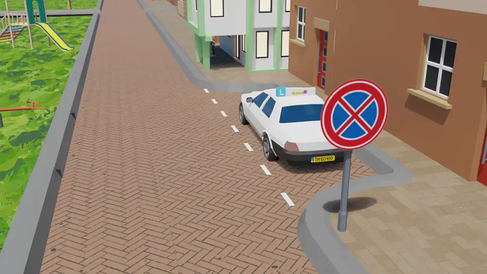 Learner car at sign E2, no stopping