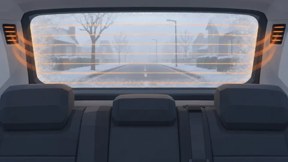 Heated rear window with glowing wires