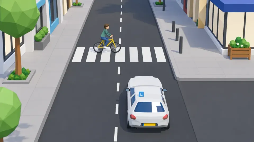 A cyclist on a zebra crossing is still a driver: the crossing gives him no priority.