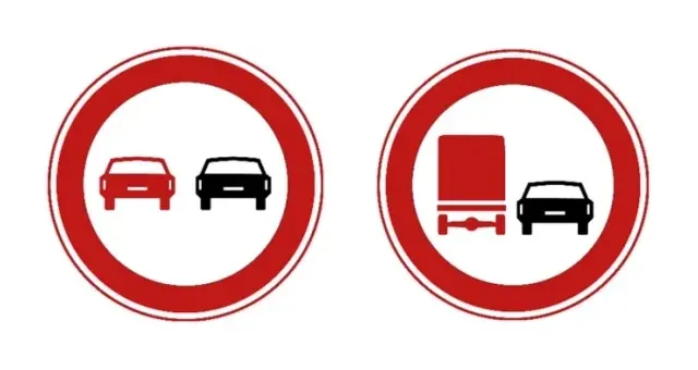Inhaalverbod F1 en inhaalverbod voor vrachtauto’s F3 naast elkaar