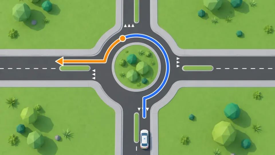 Route to the third exit: indicate right after the second exit