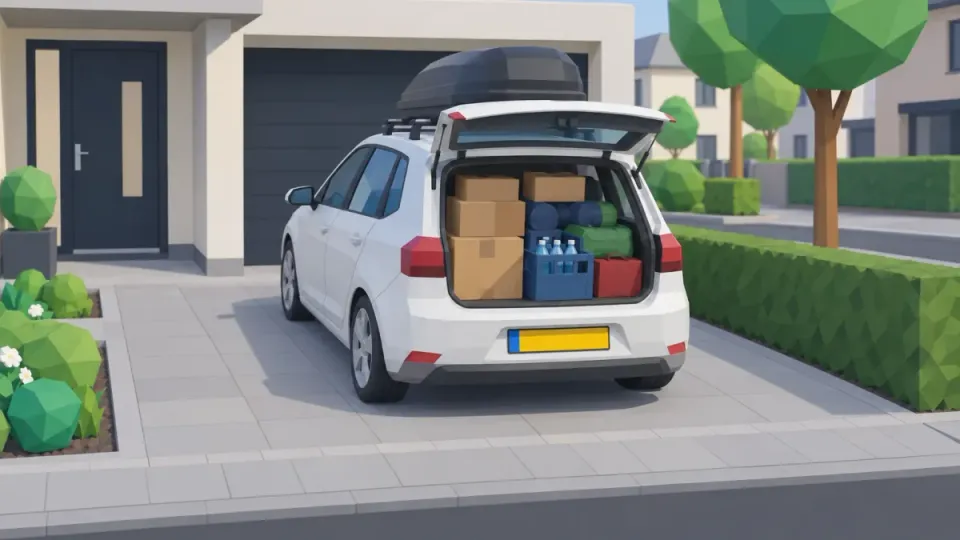A full boot and a roof box on the roof