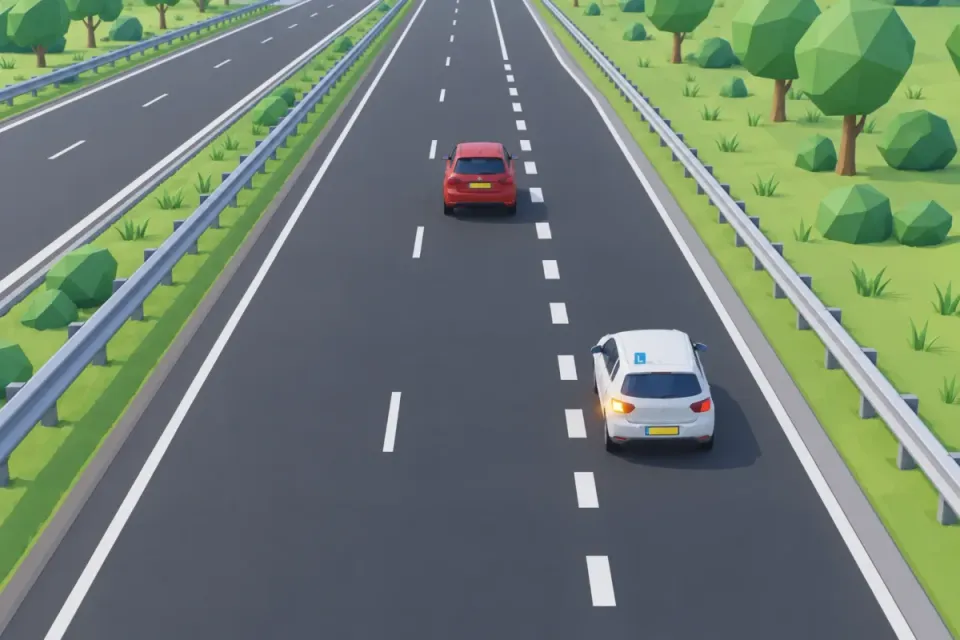Traffic on the main carriageway goes first.