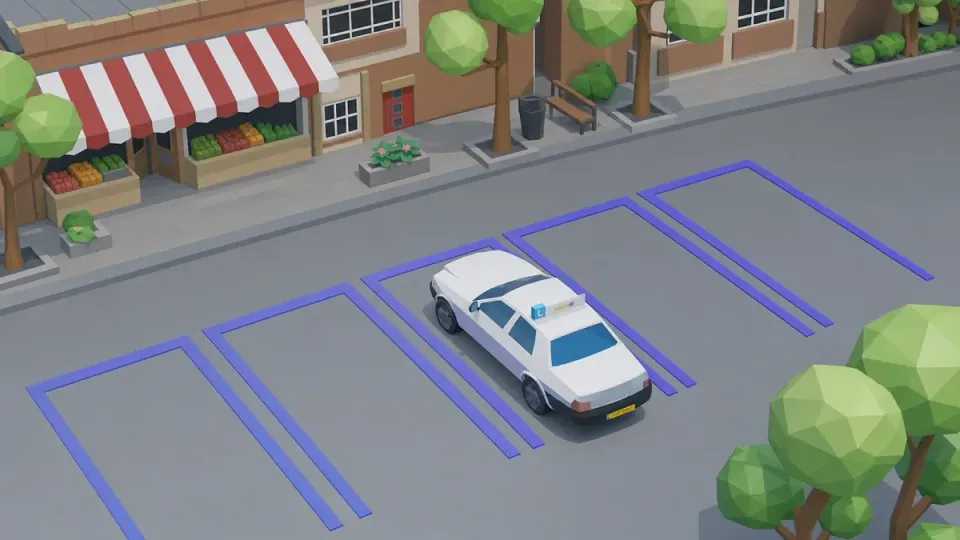 Blue bays belong to a parking disc zone. You may park here with a parking disc.