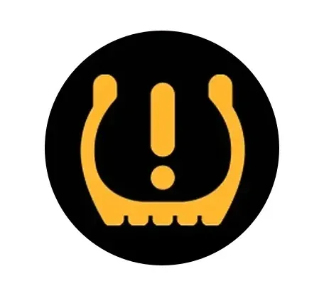 The orange tyre pressure warning light: the cross-section of a tyre with an exclamation mark.