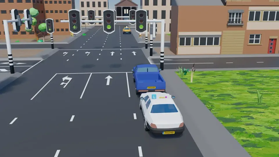 If the traffic light is working, the light decides who may go. Not the priority signs or shark teeth.