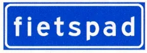 Bord G13: rechthoekig bord met het woord fietspad, onverplicht fietspad
