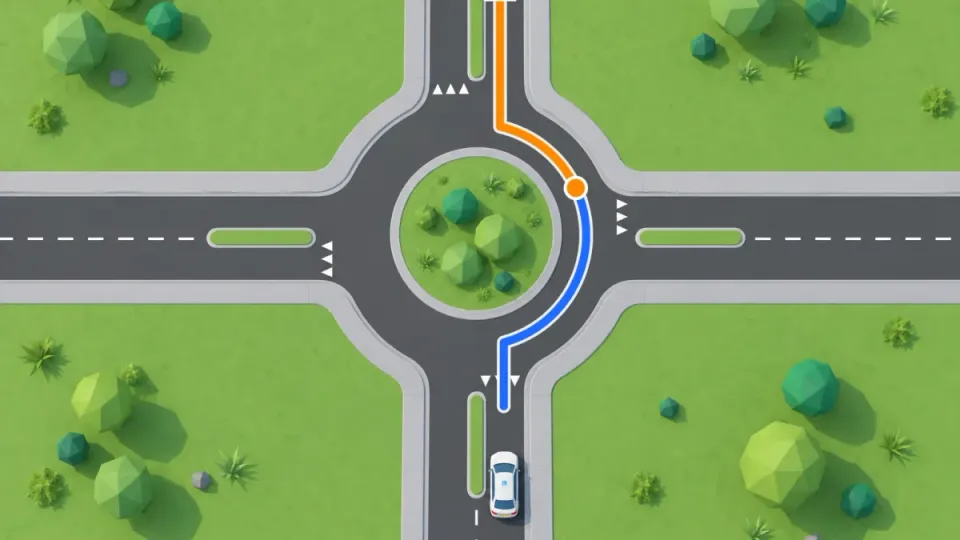 Route to the second exit: no indicator when entering, indicate right after the first exit
