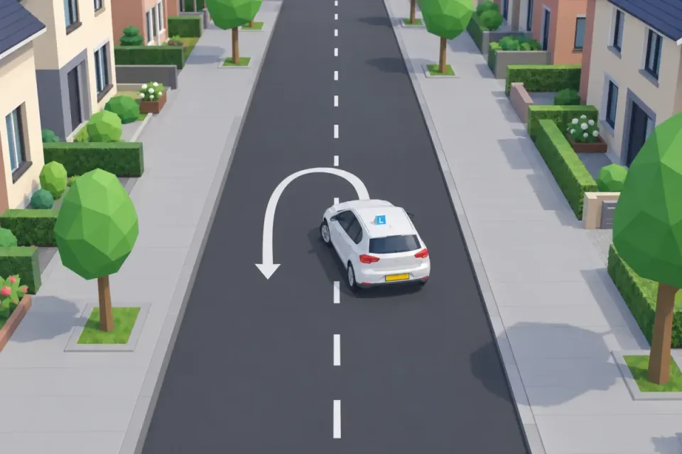 Only turn around when the road is clear and it is allowed.