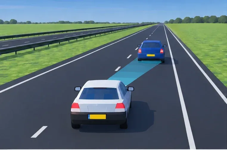 ACC follows a recognised vehicle ahead. Assistance supports your driving task while you continue assessing the situation.