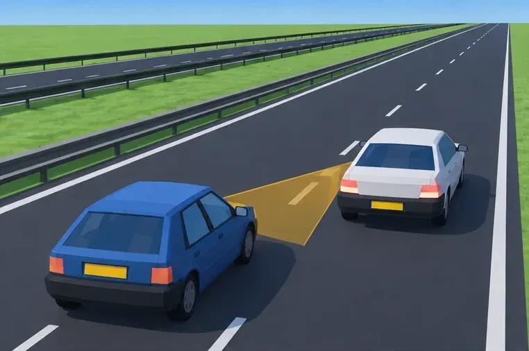 Warns about detected traffic beside or behind you. Keep checking mirrors and blind spots.