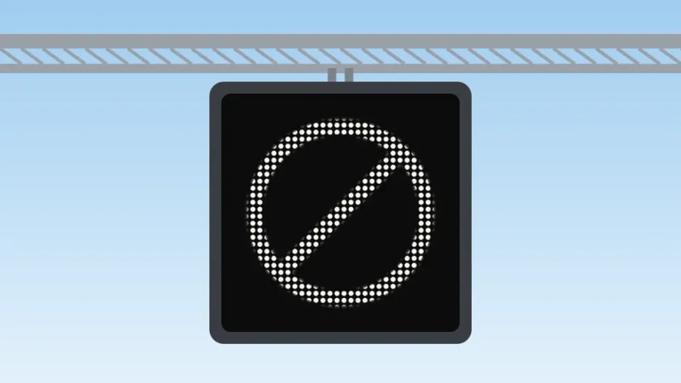 Matrix sign with the end symbol: a circle with a diagonal line