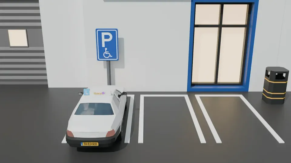 Disabled parking space: parking only with a valid card. Loading and unloading straight away is allowed.