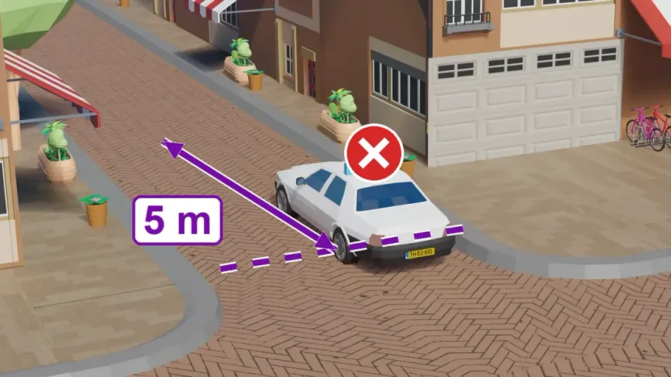 Wrong: the learner car is parked within 5 metres of the junction.