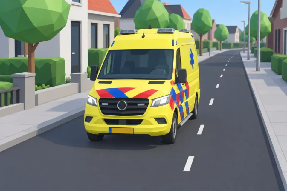 Ambulance without flashing lights and without siren