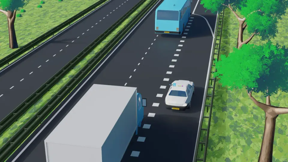 Merging onto the motorway: you match your speed to the traffic on the main carriageway.