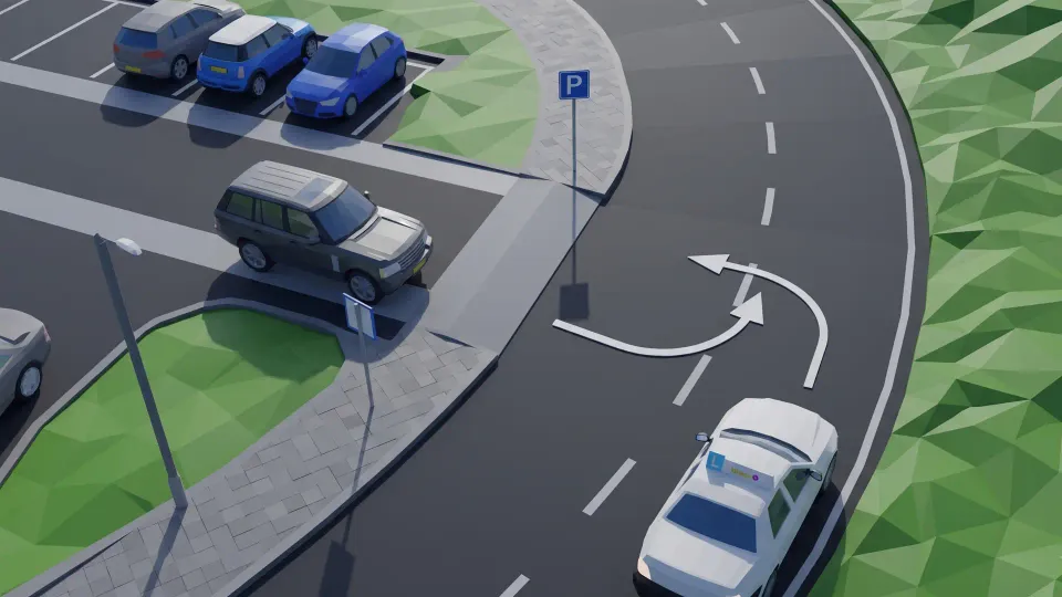 Bij een smalle in- en uitrit spreek je rustig af wie ruimte maakt. De auto die eruit komt, krijgt daardoor geen voorrang op het verkeer op de weg.