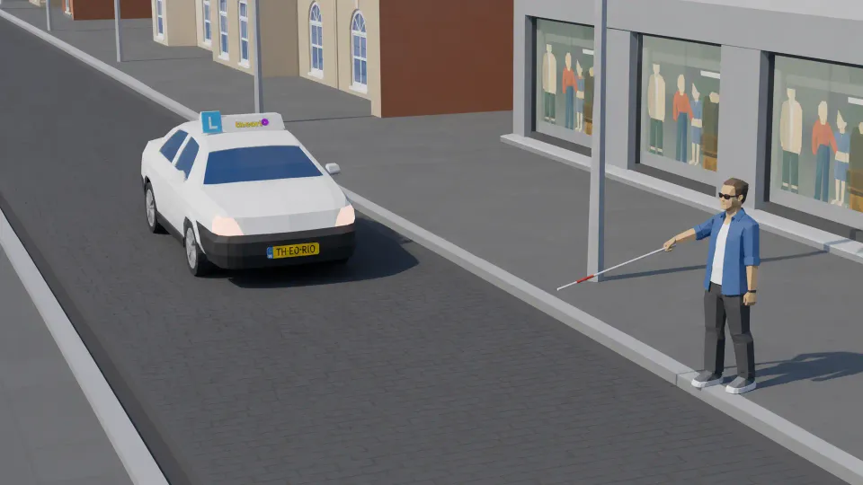 Wanneer moet je een blinde man voor laten gaan?