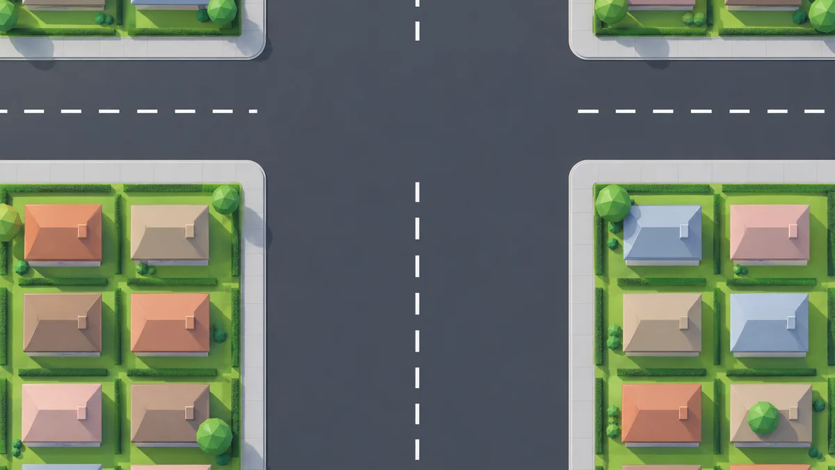 Crossroads. You come from the bottom on a wide road with traffic in both directions. Box C is right next to the centre line, box B in the middle of your half, box A on the far right. Behind you is a blue car that wants to go straight on.