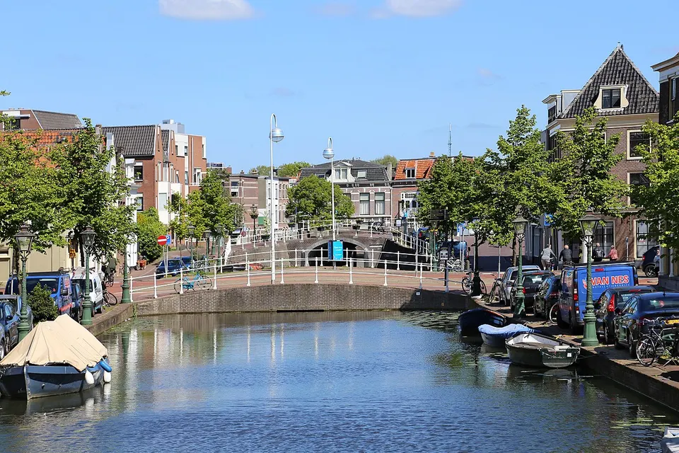 Water with buildings along the banks — area around Leiden