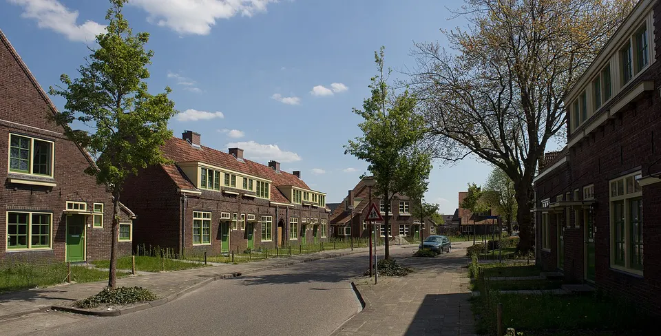 Street with buildings — area around Heerenveen