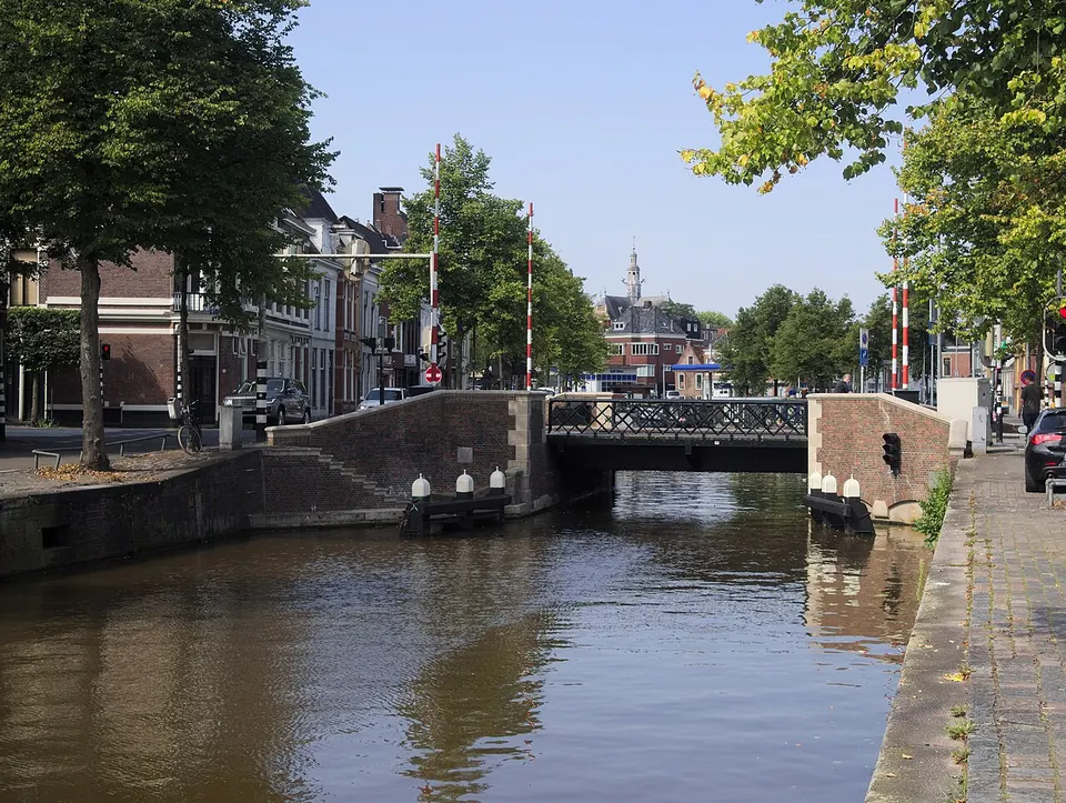 Water with buildings along the banks — area around Groningen