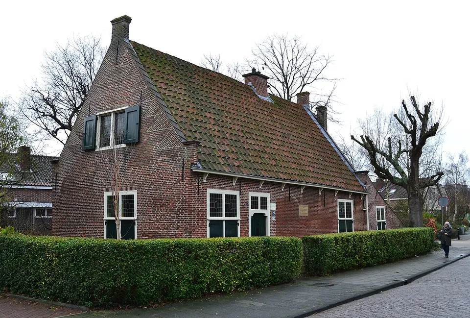 Older buildings along a street — area around Rijnsburg