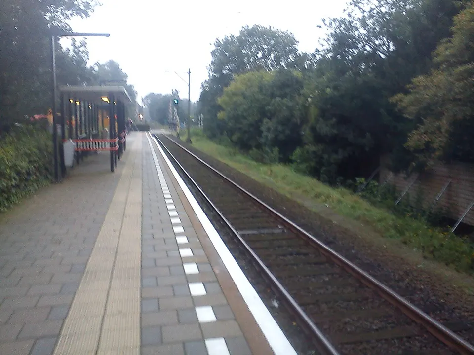Spoor en perron — omgeving van Soest