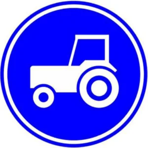 Verplicht gebruik passeerbaan of passeerstrook (rijbaan of -strook om ingehaald te kunnen worden), uitsluitend bestemd voor landbouw- en bosbouwtrekkers, motorrijtuigen met beperkte snelheid en mobiele machines