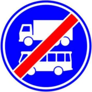 Einde rijbaan of -strook voor vrachtauto's en lijnbussen