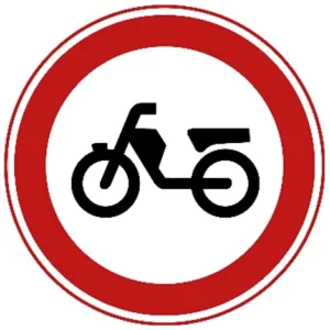 Gesloten voor bromfietsen, snorfietsen en gehandicaptenvoertuigen, met in werking zijnde motor
