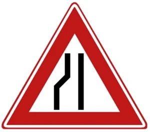 Rijbaanversmalling links