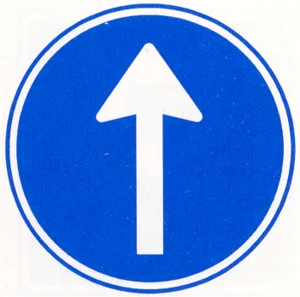 Gebod tot het volgen van de rijrichting die op het bord is aangegeven